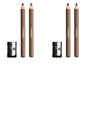 2 Packs Covergirl Easy Breezy Brow Fill + Define Pencils & Sharpener, Soft Brown